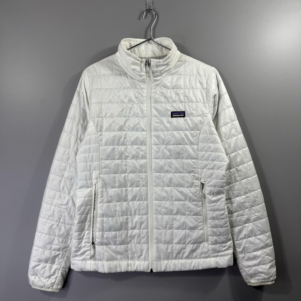Patagonia Jacket Womens Medium White Quilted Insulated Full Zip Puffer